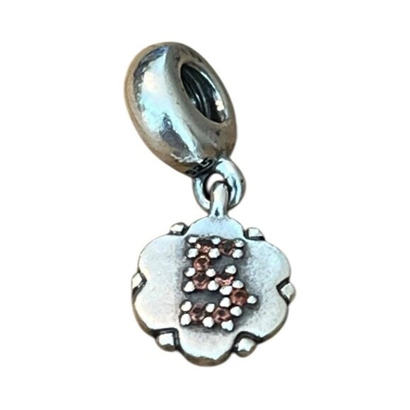 Pandora Sterling Silver Number 5 Dangle Charm Garnet CZ 925 ALE - Picture 5 of 8